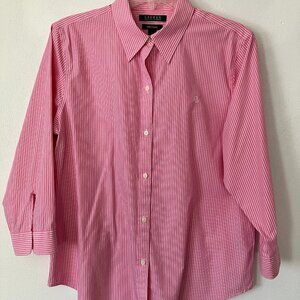 Lauren Ralph Lauren 3/4 Sleeve Pinstripe Shirt - Women's Large